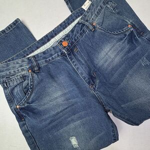 Parva Milano Jeans Distressed Embroidered Mens 34X26 SHORT EXCELLENT‎